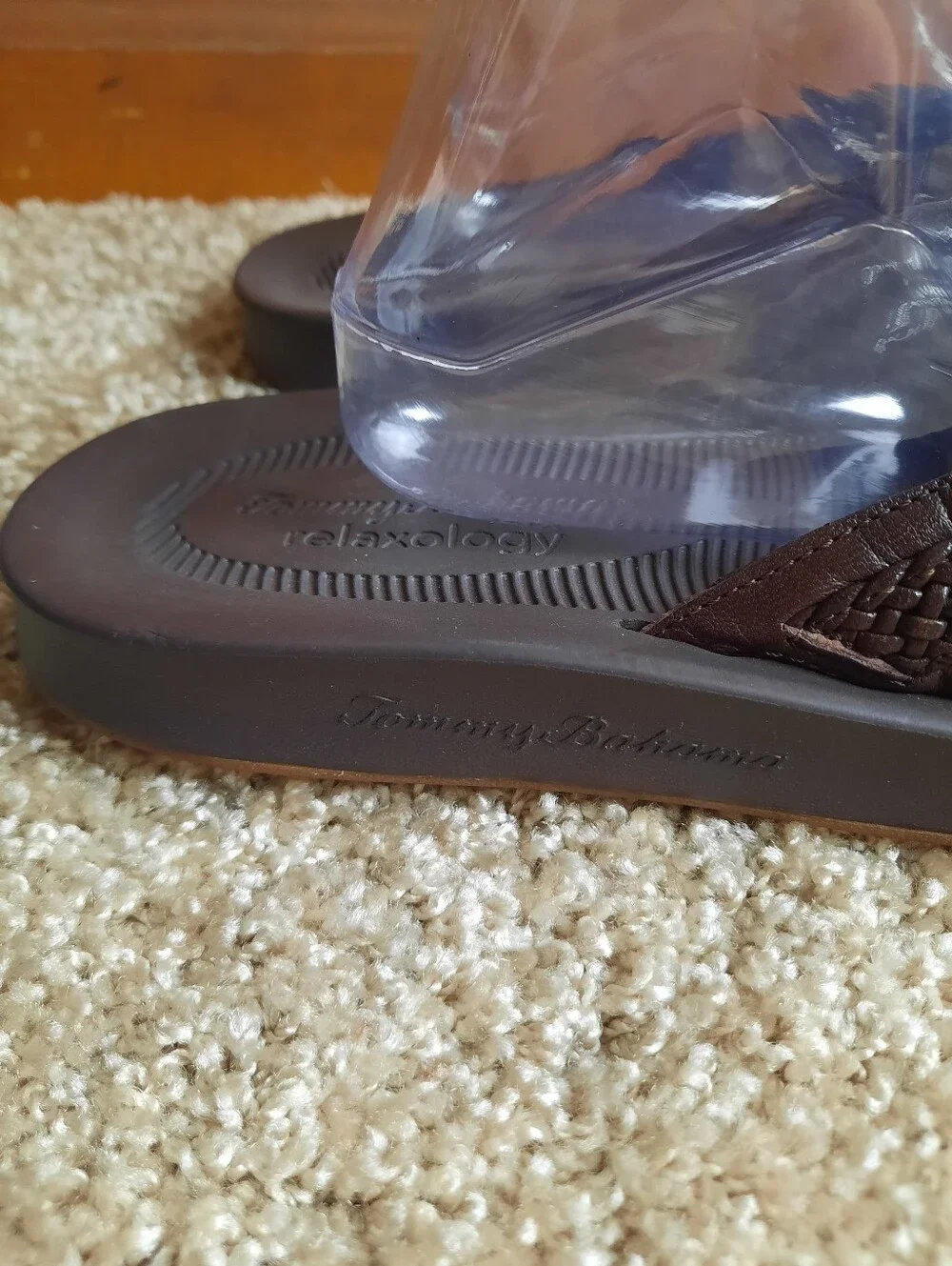 Tommy Bahama Brown Leather Braided Flip-Flops